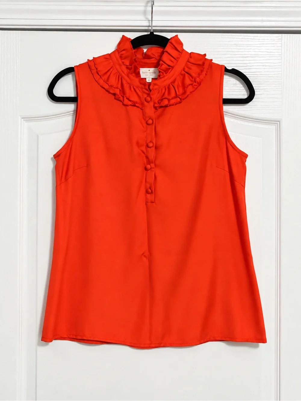 kate spade 100% Silk Sleeveless Ruffle Neck Blouse